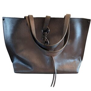 Metallic Copper-Brown Leather Tote Bag